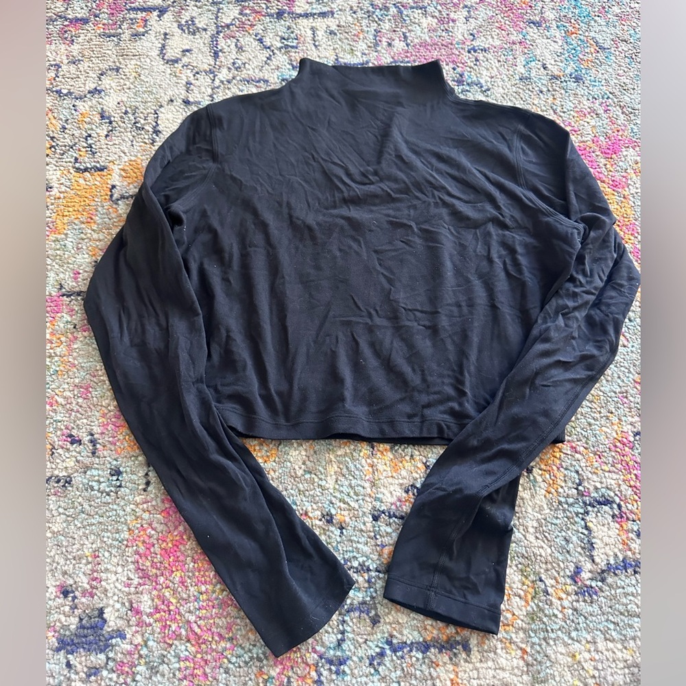 Black Long Sleeve Turtleneck Crop Top